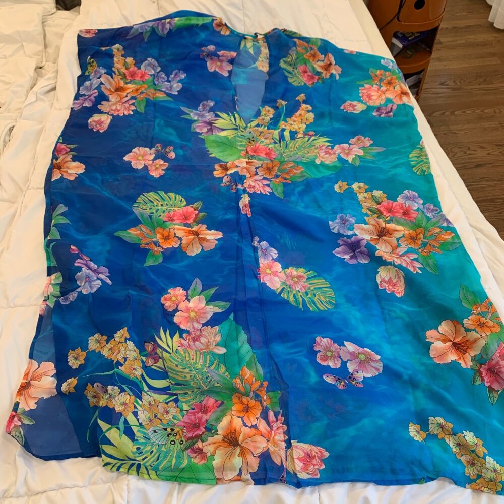 Johnny Was Water Tropic Kaftan & Tie Dye Twist Keyhole One Piece NWT - Picture 9 of 11